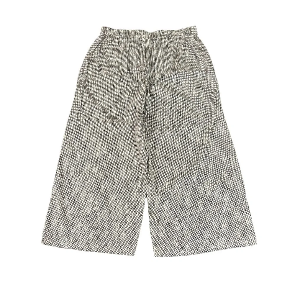 RARE Eileen Fisher 100% Organic Cotton Chainette Printed Wide Leg Crop P…